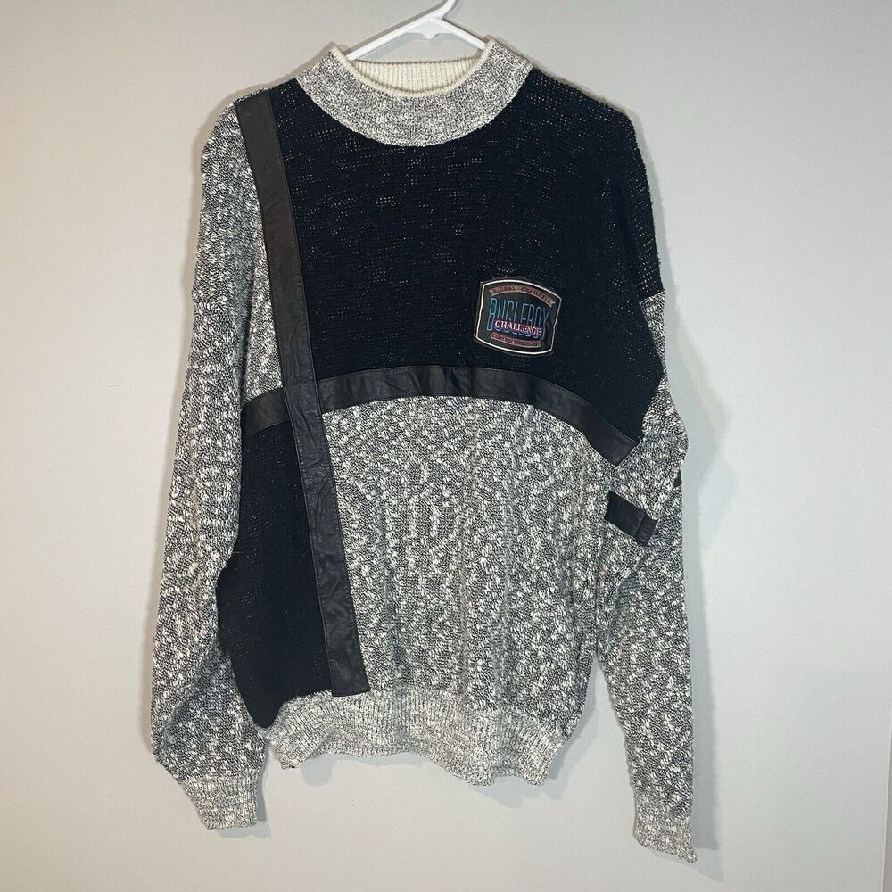 Bugle Boy Challenge Global Awareness Vintage Sweater‎ Sz L Mens Streetwear 80s